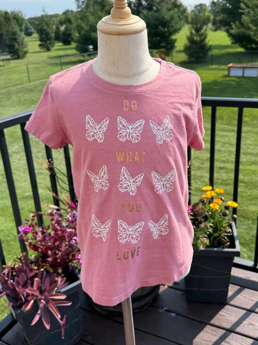 Old Navy Girls Pink Butterfly “Do What You Love” T-Shirt Size S 6/7